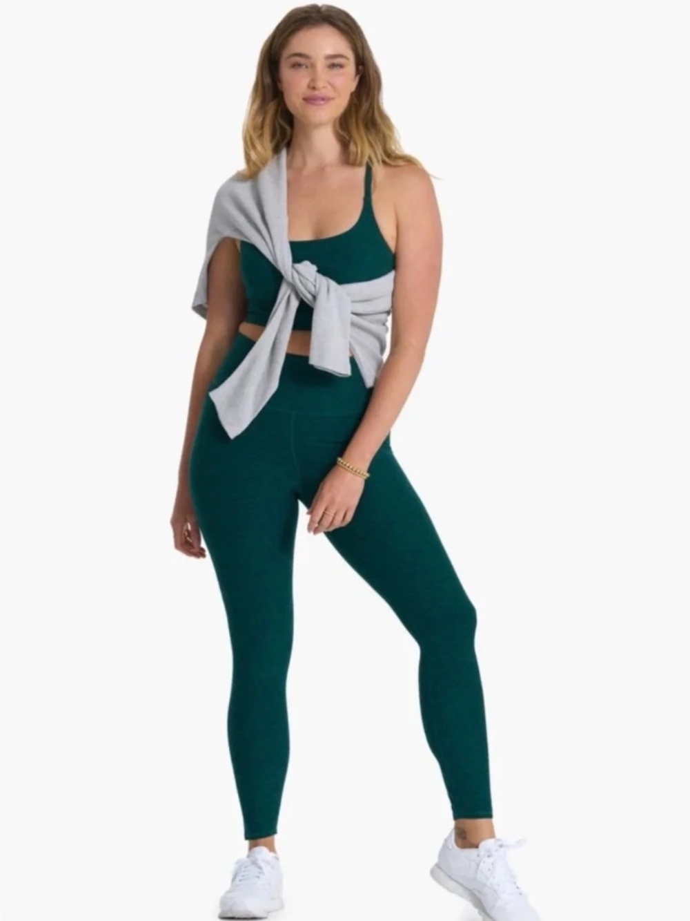 💚 Vuori Athletic High Rise Clean Elevation Leggings – Green Heather – Size Larg
